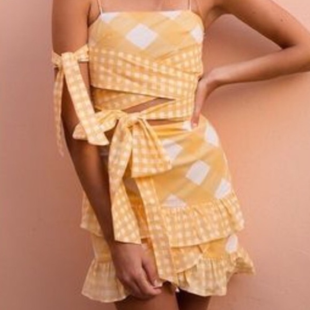 Sabo Skirt gingham yellow mini dress